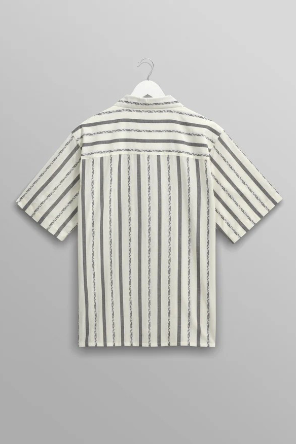 wax london Didcot - Ecru Fleck Stripe Short-Sleeve Shirt