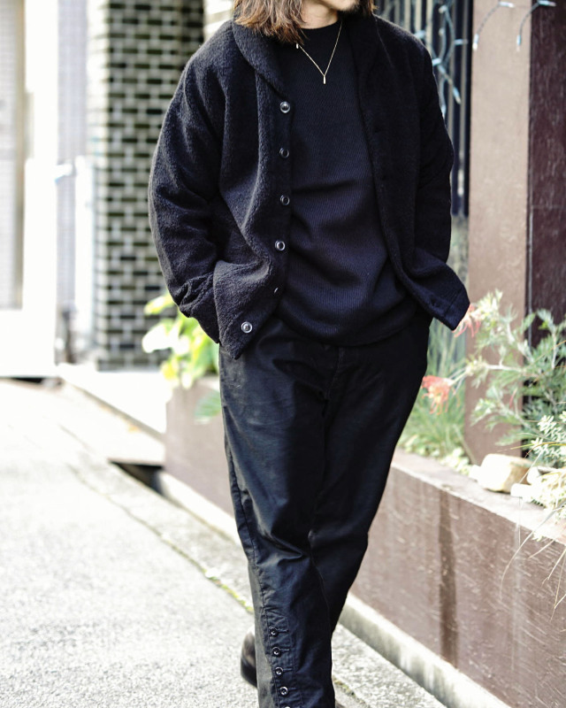 Django Atour da wool quartergauge longsleeve / shabby black