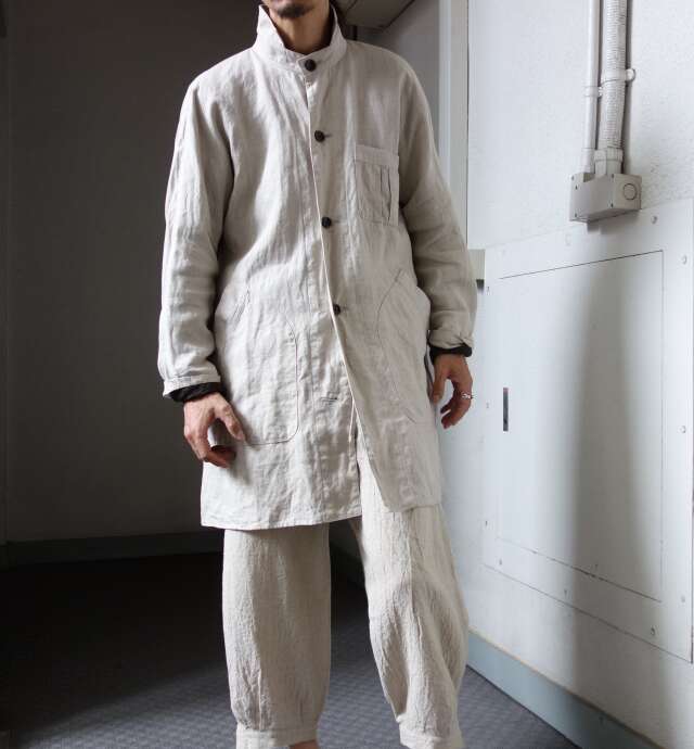 Django Atour classic farmers heavylinen coat / antique ecru