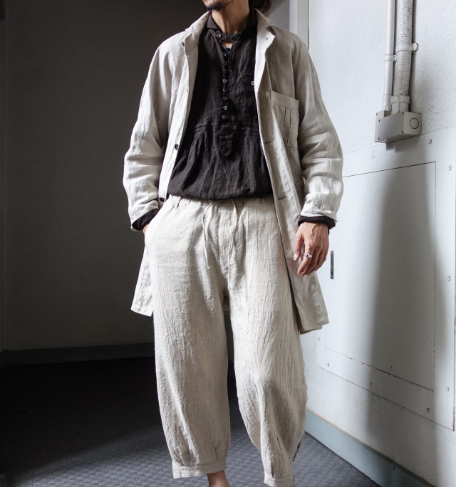 Django Atour classic farmers heavylinen coat / antique ecru