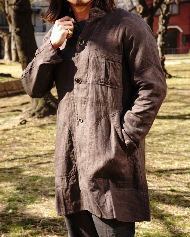 Django Atour classic farmers heavylinen coat / antique charcoal