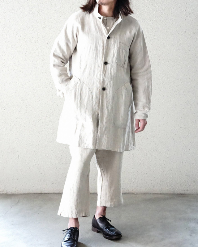 Django Atour classic farmers heavylinen coat / antique ecru