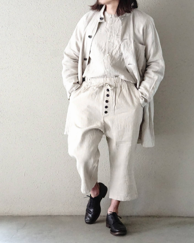 Django Atour classic farmers heavylinen coat / antique ecru