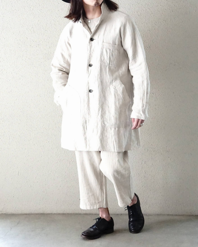 Django Atour classic farmers heavylinen coat / antique ecru