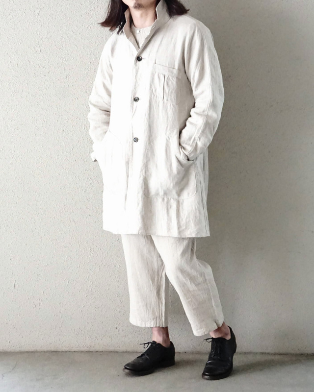 Django Atour classic farmers heavylinen coat / antique ecru