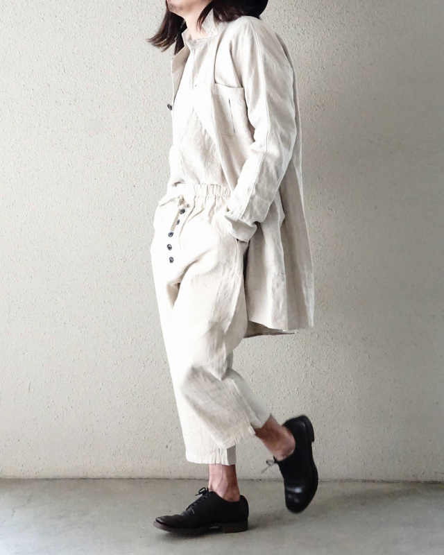 Django Atour classic farmers heavylinen coat / antique ecru