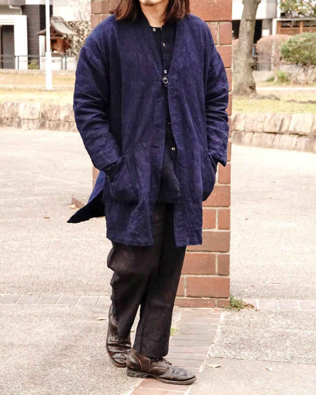 Django Atour classic indigoheavylinen montparnasse coat