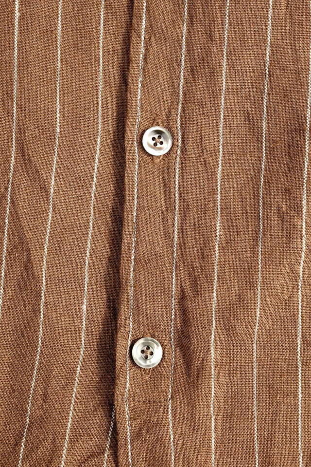 Django Atour classic frenchwork quartersleeve linen shirt / brown x white