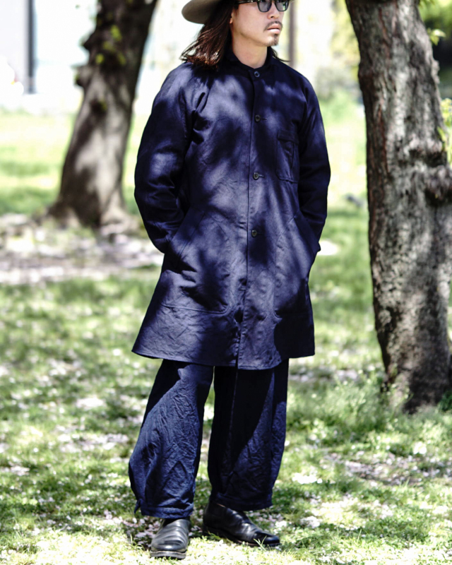 Django Atour french farmers indigo coat