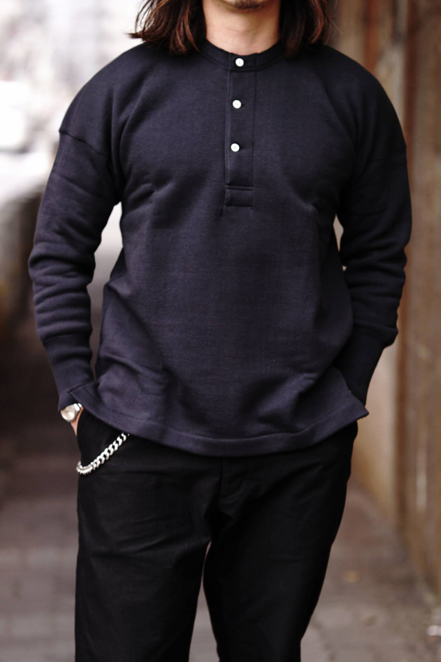 Olde Homesteader US012 Cotton Fleece Henley Neck Long Sleeve