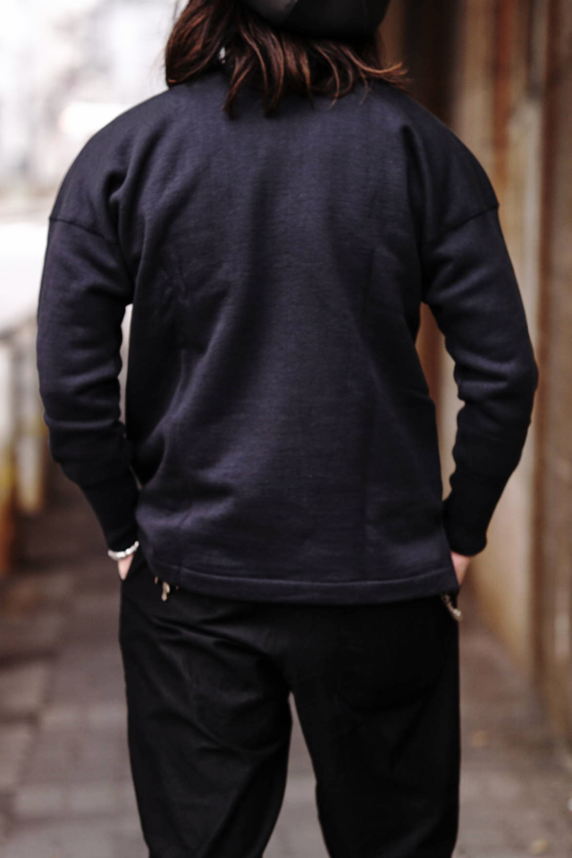 Olde Homesteader US012 Cotton Fleece Henley Neck Long Sleeve Olde Worker’s Black