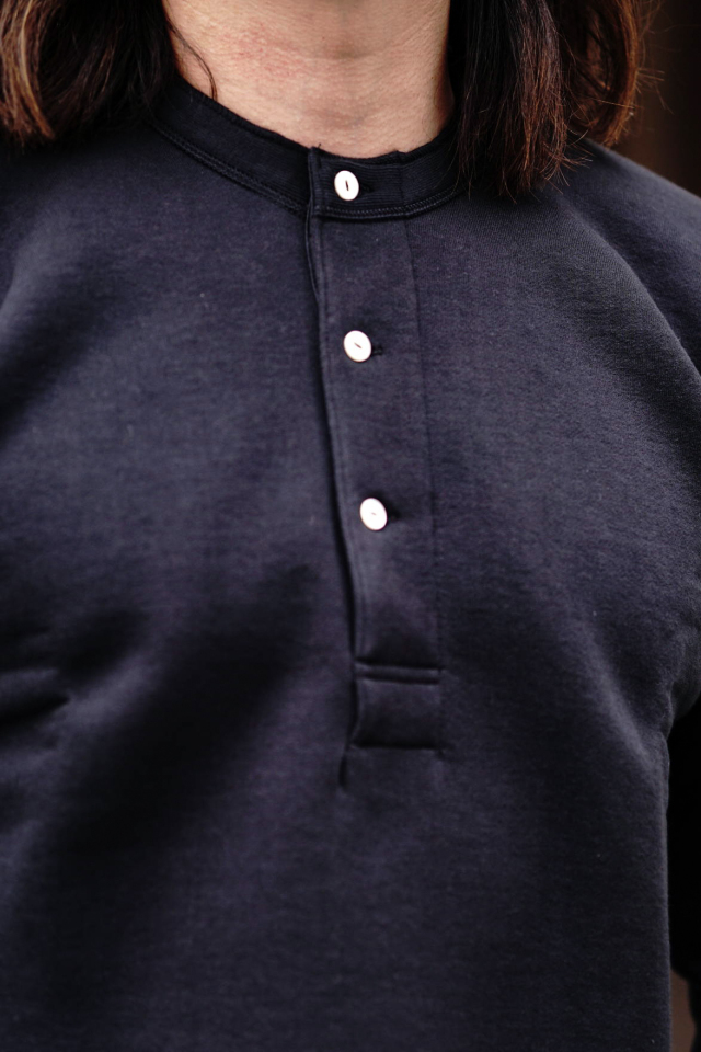 Olde Homesteader US012 Cotton Fleece Henley Neck Long Sleeve Olde Worker’s Black