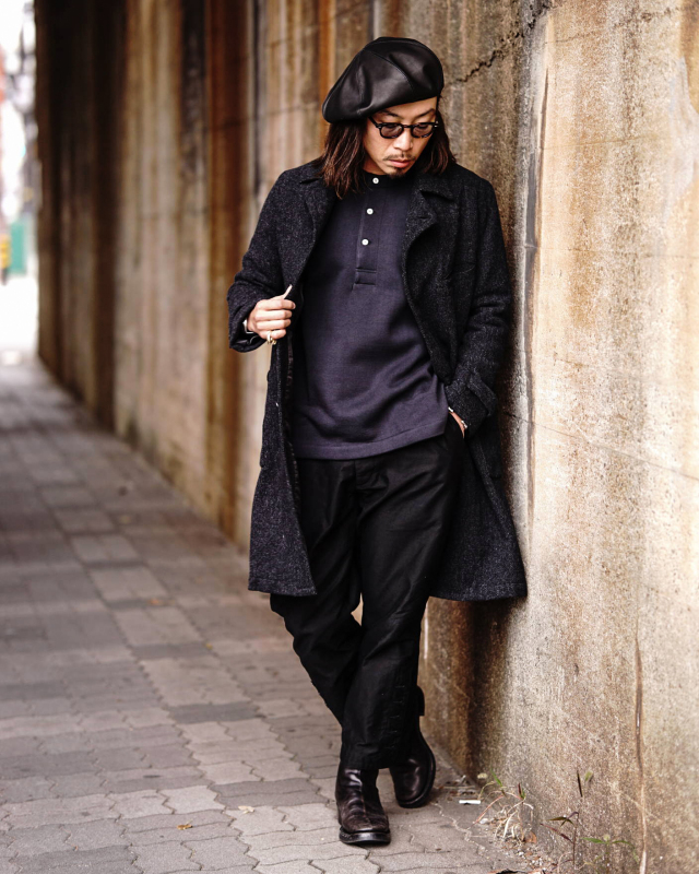 Olde Homesteader US012 Cotton Fleece Henley Neck Long Sleeve Olde Worker’s Black