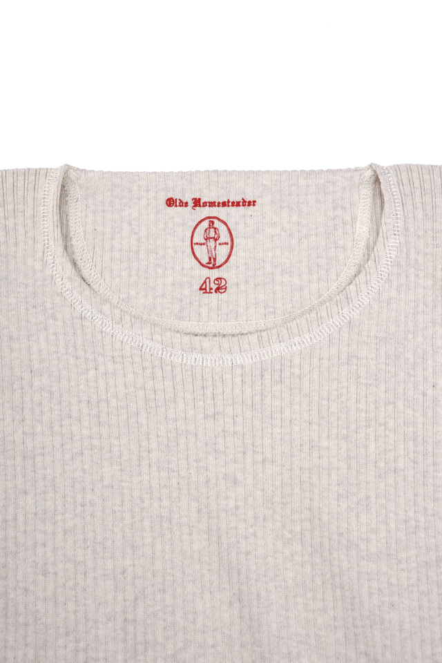 Olde Homesteader “Crew Neck Shortsleeve” - Swedenish Army Rib - ECRU HEATHER