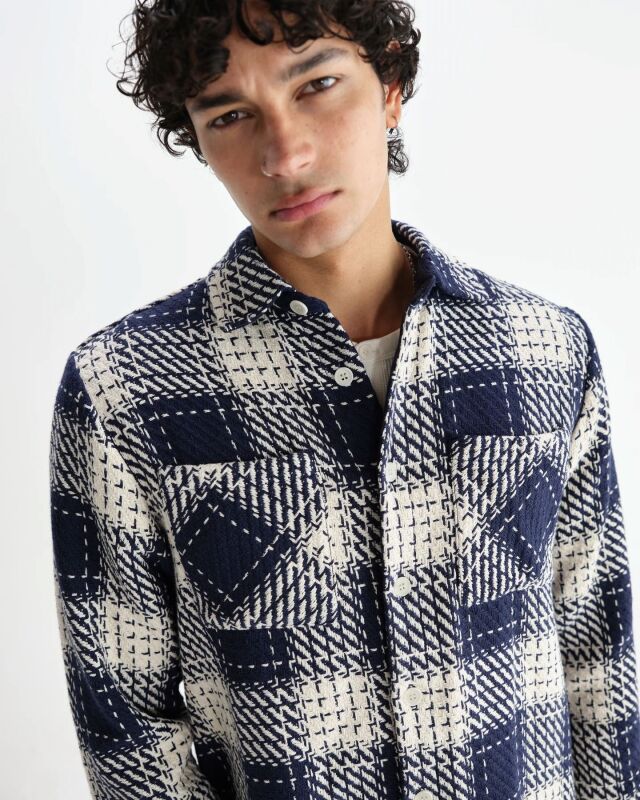 wax london Whiting - Navy Marine Beatnik Overshirt