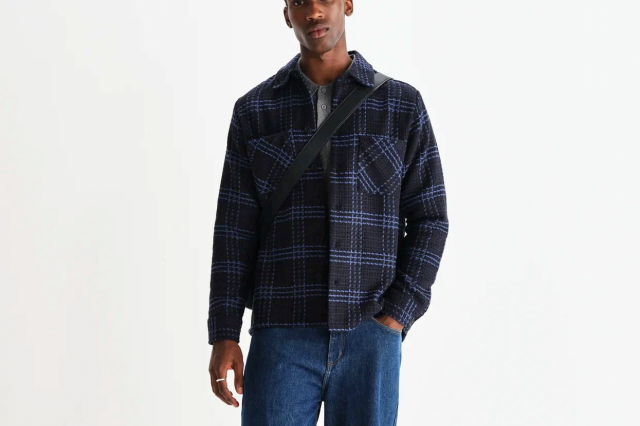 wax london Whiting - Navy And Blue Skate Check Overshirt