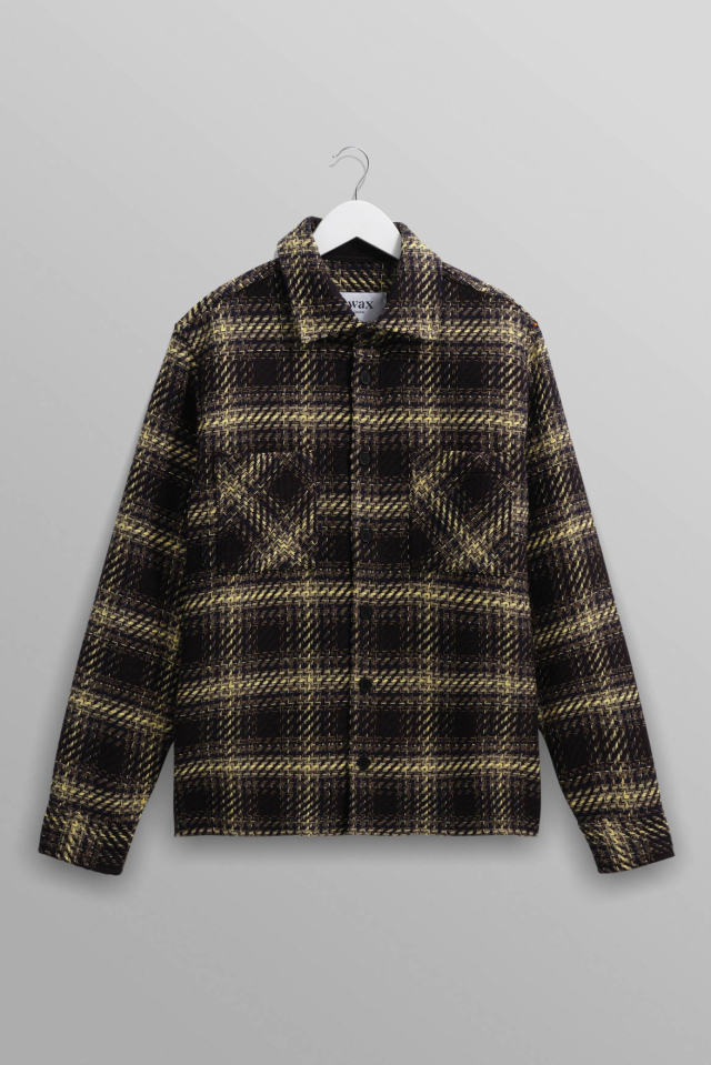 wax london Whiting - Black And Yellow Hutton Check Overshirt