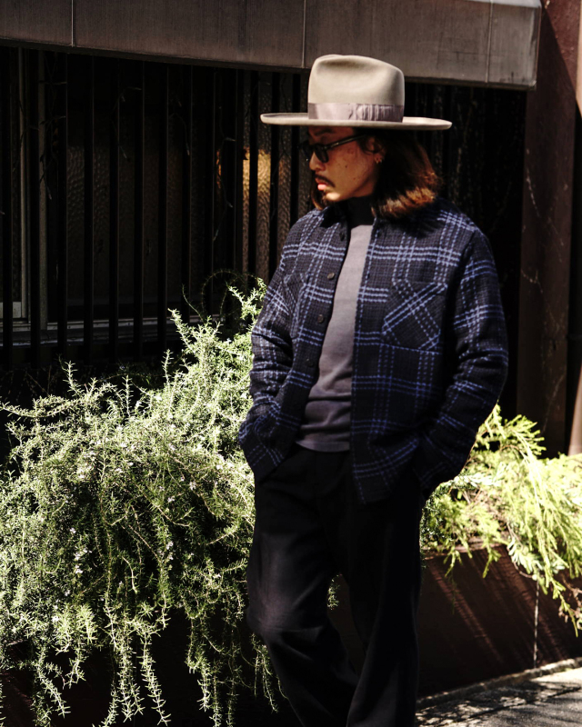 wax london Whiting - Navy And Blue Skate Check Overshirt