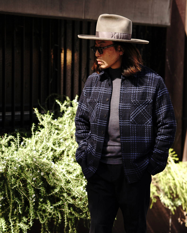 wax london Whiting - Navy And Blue Skate Check Overshirt