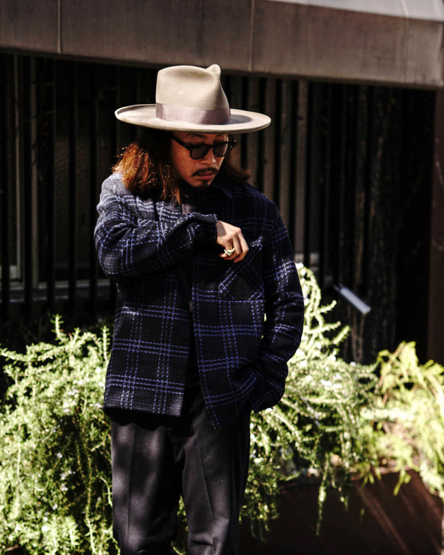 wax london Whiting - Navy And Blue Skate Check Overshirt