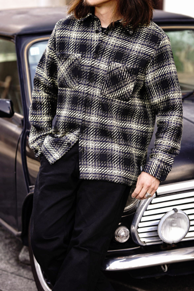 wax london Whiting - Black And Yellow Hutton Check Overshirt