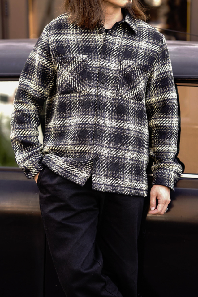 wax london Whiting - Black And Yellow Hutton Check Overshirt