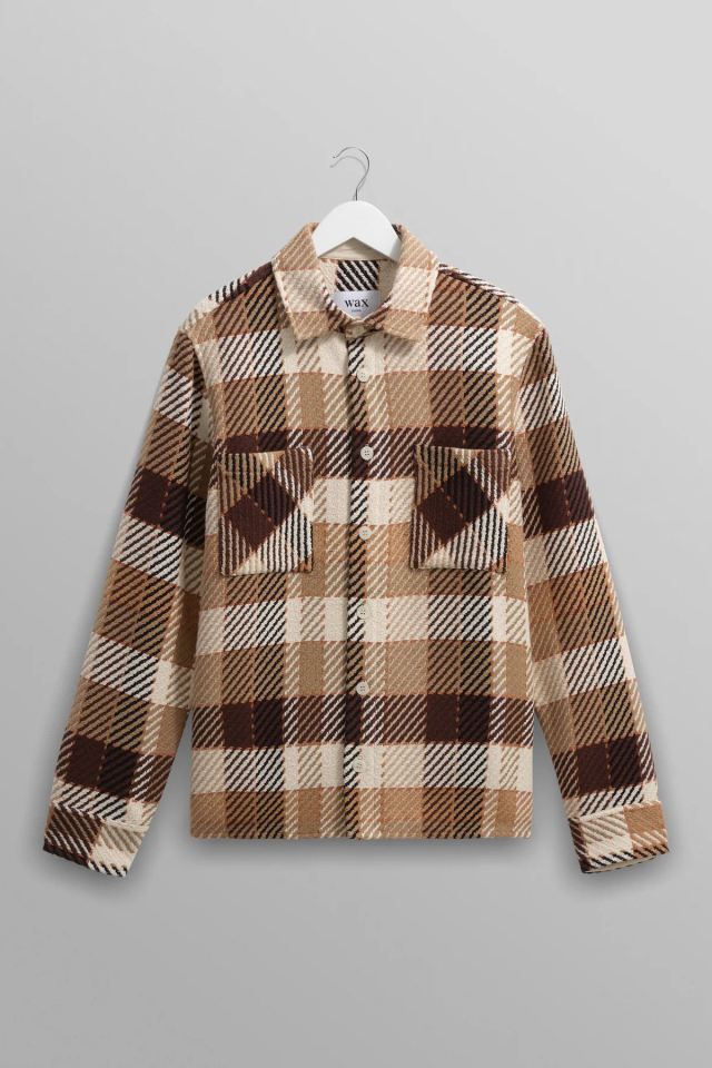 wax london Whiting - Natural And Brown Pike Check Overshirt