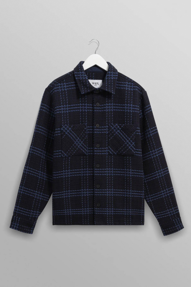 wax london Whiting - Navy And Blue Skate Check Overshirt