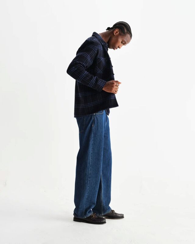 wax london Whiting - Navy And Blue Skate Check Overshirt