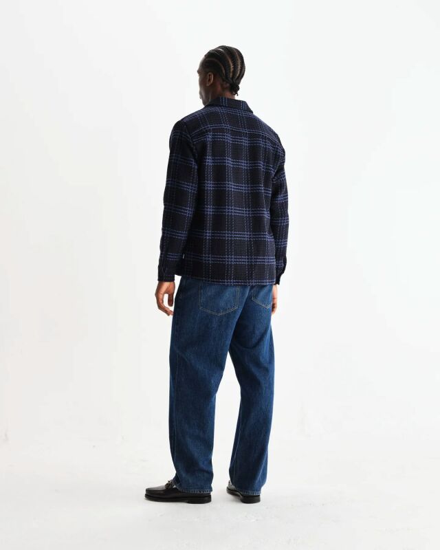 wax london Whiting - Navy And Blue Skate Check Overshirt