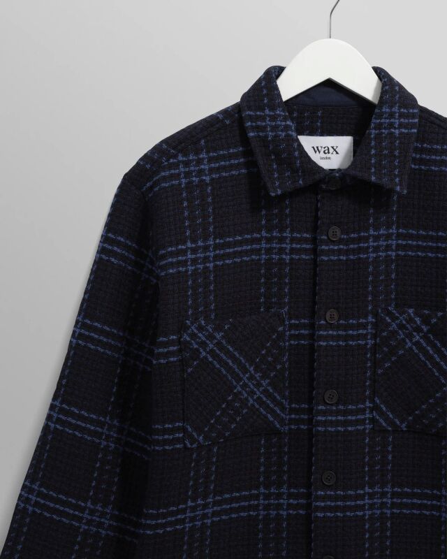 wax london Whiting - Navy And Blue Skate Check Overshirt