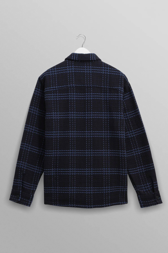 wax london Whiting - Navy And Blue Skate Check Overshirt