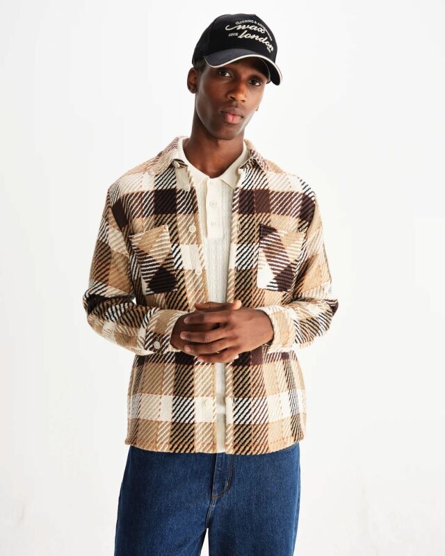 wax london Whiting - Natural And Brown Pike Check Overshirt