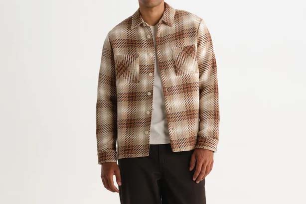 wax london Whiting - Natural And Ecru Overlap Check Overshirt