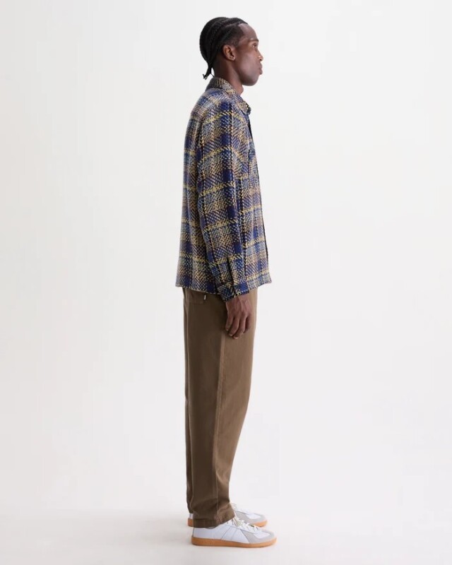 wax london Whiting - Blue And Multicolour Grain Check Overshirt