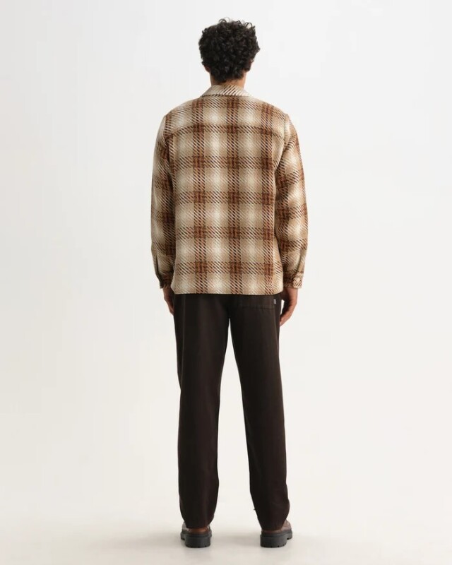 wax london Whiting - Natural And Ecru Overlap Check Overshirt