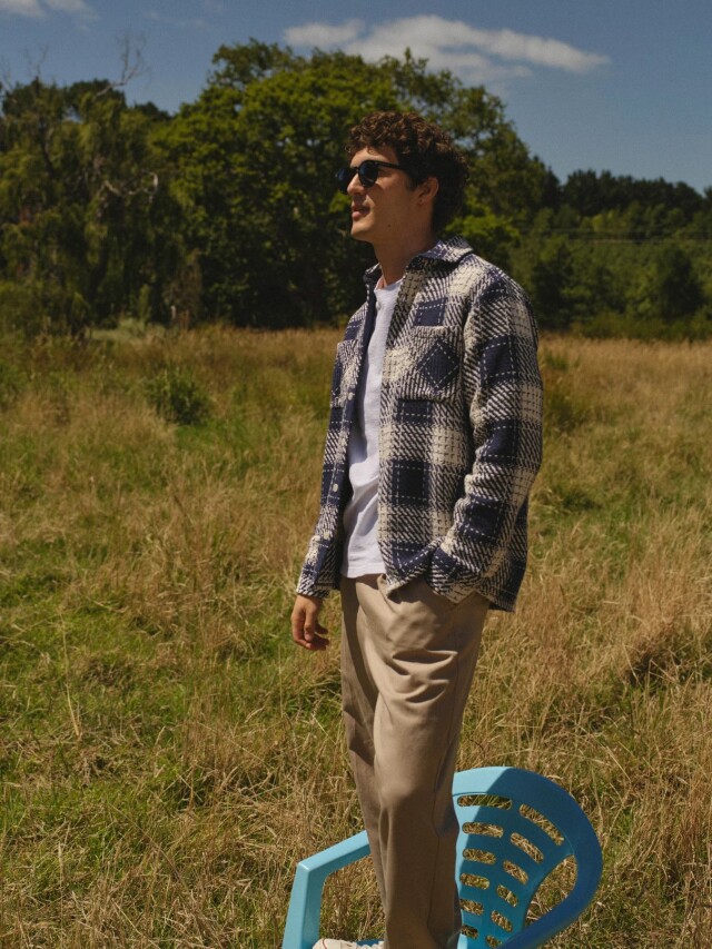 wax london Whiting - Navy Marine Beatnik Overshirt