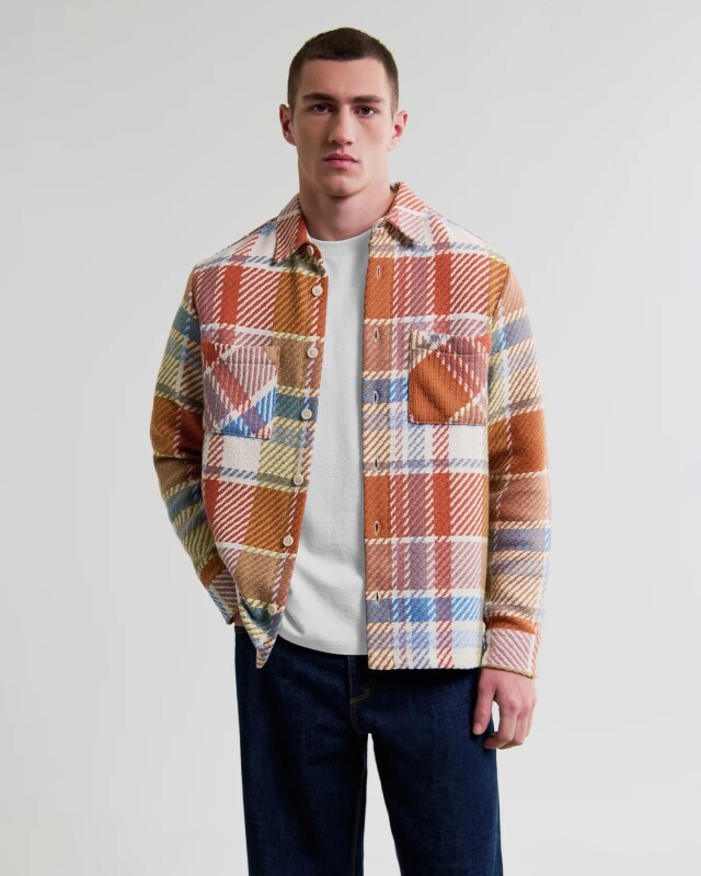 wax london Whiting - Multicolour Pastel Bude Check Overshirt