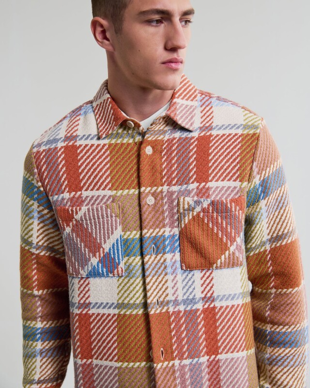 wax london Whiting - Multicolour Pastel Bude Check Overshirt