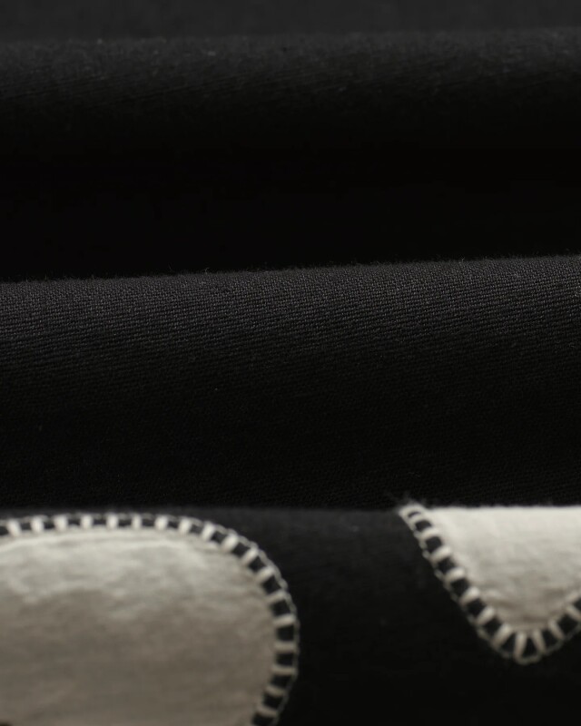 wax london Didcot - Black And Beige Abstract Applique Short-Sleeve Shirt