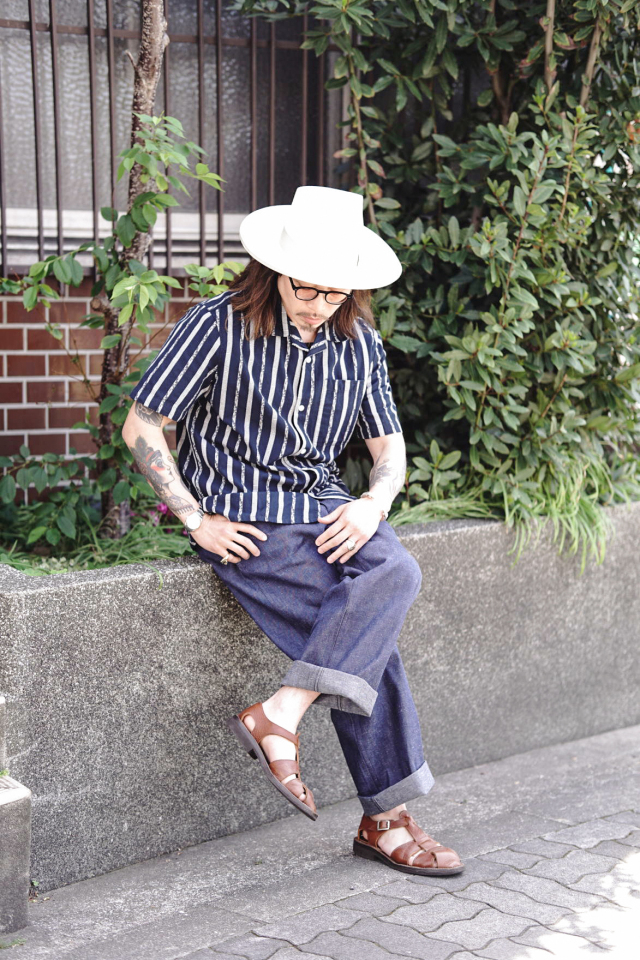 wax london Didcot - Navy Fleck Stripe Short-Sleeve Shirt