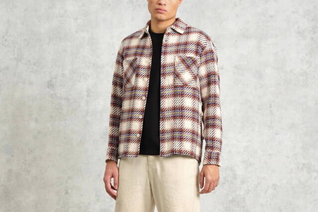 wax london Whiting - Ecru And Multicolour Hutton Check Overshirt