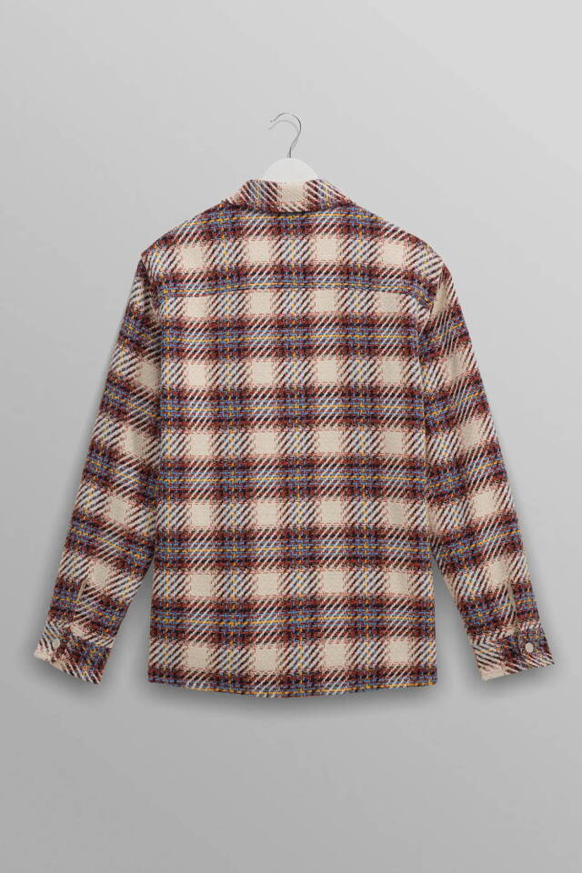 wax london Whiting - Ecru And Multicolour Hutton Check Overshirt