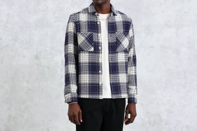 wax london Whiting - Navy Marine Beatnik Overshirt